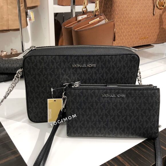 BUNDLE MICHAEL KORS EAST WEST XBODY MESSENGER CELL WALLET WEISTLET HANDBAG - Picture 13 of 16